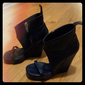 Rick Owens peep toe platform wedge boot sandals